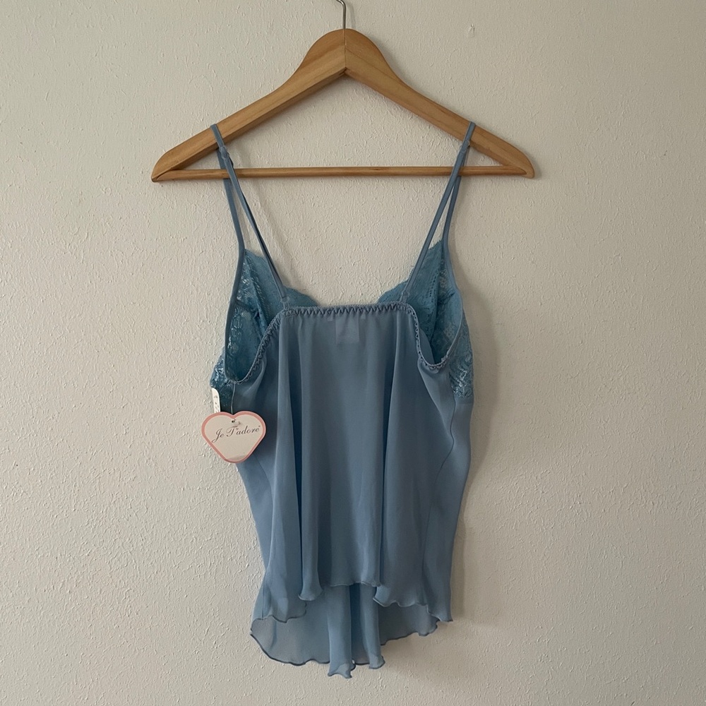 Je T'adore Babydoll Camisole Lace & Chiffon Cami Tank Top Blue - Picture 15 of 16